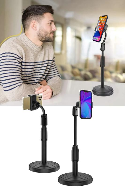 Yükseklik Ayarlı Masaüstü Cep Telefonu Tutucu Tablet Standı Ayarlanabilir Teleskopik Telefon Tutucu